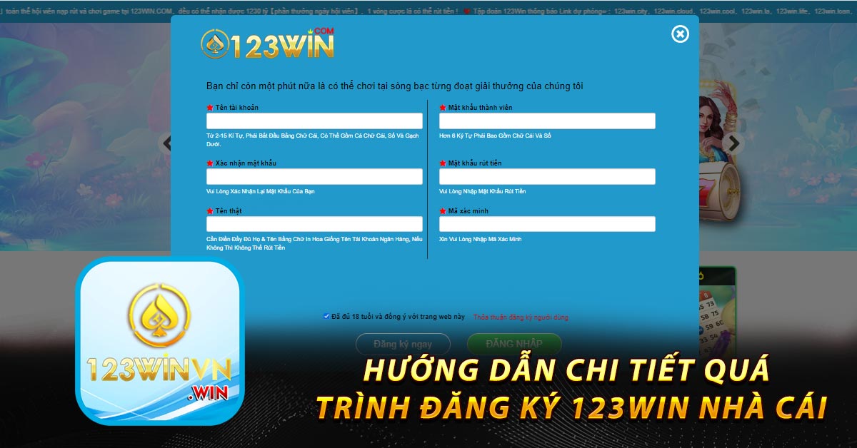 Hướng dẫn chi tiết quá trình đăng ký 123win nhà cái