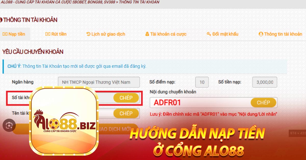 Hướng dẫn nạp tiền ở cổng Alo88